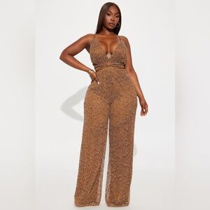 NWT Lost In You Crochet Wide Leg Jumpsuit